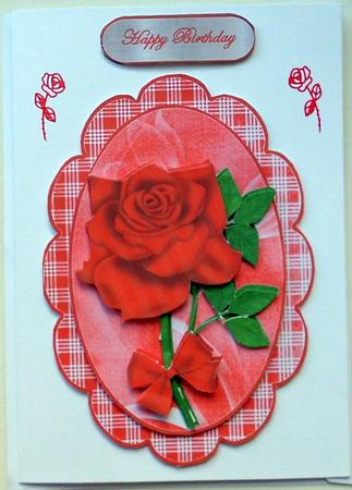 Red Rose Scallop Oval by Mary Murphy