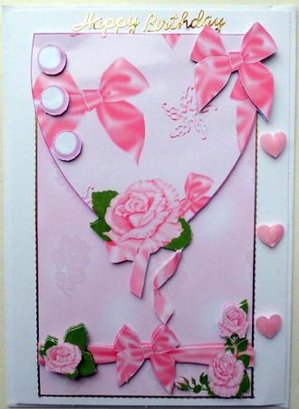 Pink Roses Envelope Card Front by Mary Murphy