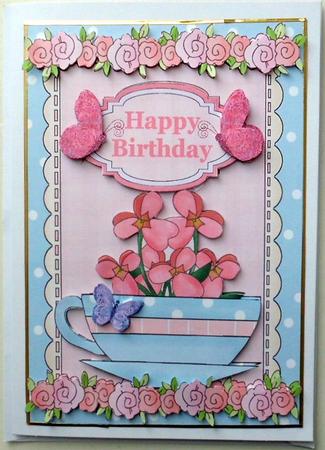 Glitter Butterflies & Flowers Card Front by Mary Murphy