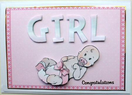 Pink Baby Girl Card by Mary Murphy