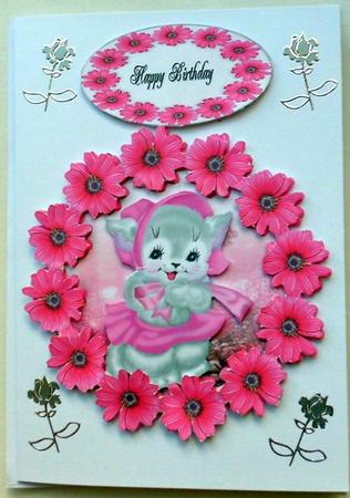 Pink Bonnet Kitty by Mary Murphy