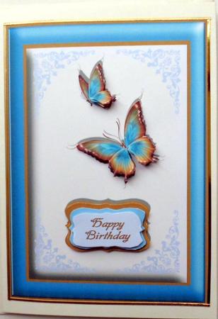 China Blue Butterfly Card Front by Mary Murphy