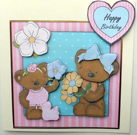 Baby Girl Bear Giving Mother Bear a Flower Topper by Mary Murphy