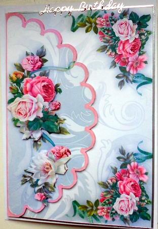 Beautiful Roses, with Bow on Scalloped Envelope by Mary Murphy
