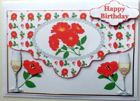 Red Flowers Envelope Card Front by Mary Murphy