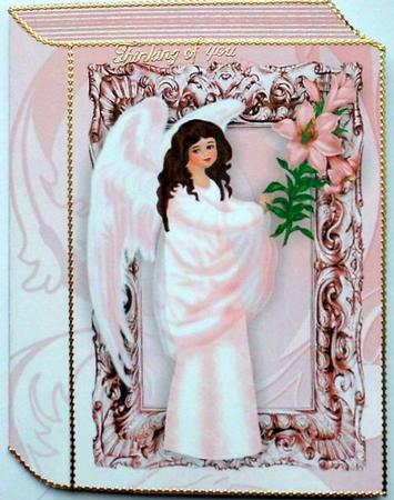 Angel with Pink Lillies, in Frame Folded Book by Mary Murphy