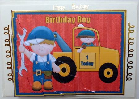 Birthday Boy Mechanic Side Stacker by Mary Murphy