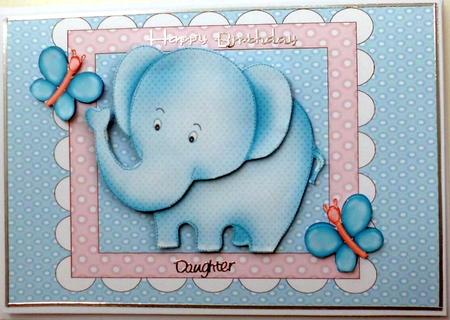 Cute Blue Elephant with Butterflies in a Frame by Mary Murphy