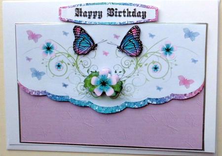 Butterfly and Swirls Birthday Envelope Card by Mary Murphy