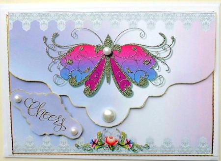 Purple Butterfly Envelope Card Topper 1 by Mary Murphy