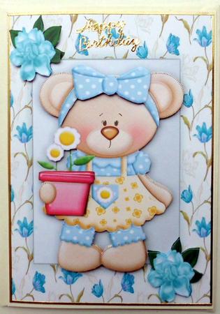 Little Flower Teddy, in Flower Frame by Mary Murphy