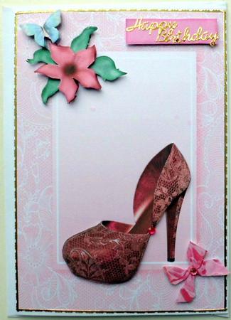 Pink Lace Shoes with Pink Corner Flower by Mary Murphy