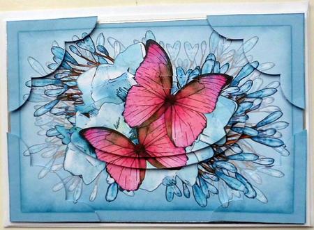 A5 Butterflies N Flowers Scallop Corners and Pyramage by Mary Murphy