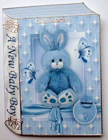 Blue Bunny for Baby Boy with Butterflies Folded Book by Mary Murphy