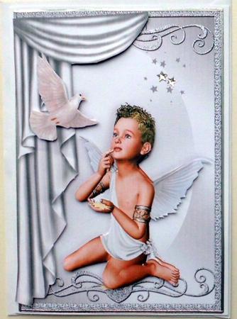 Angelic Little Angel Boy with Dove by Mary Murphy