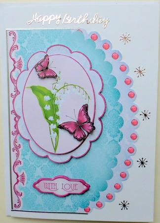 Wine Butterflies on Scalloped Card Front by Mary Murphy