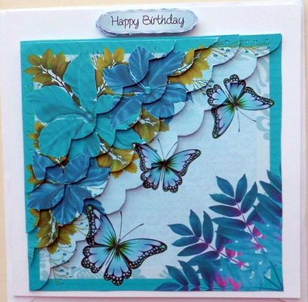 Blue Butterflies with Clematis by Mary Murphy