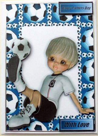 Boy Sitting Down Playing Footie in Blue by Mary Murphy