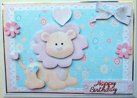 Cute Pink Lion in Pink Frill Frame by Mary Murphy