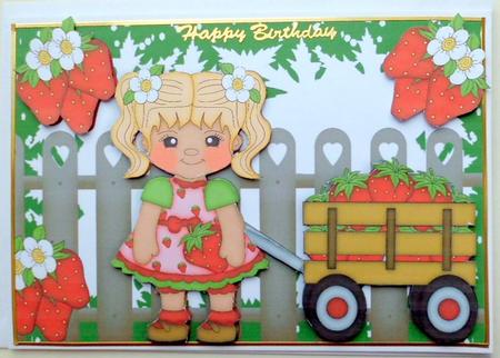 Strawberry Girl in the Garden with Strawberries by Mary Murphy