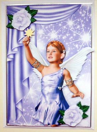 Cherub Angel with Gold Star with Pretty Drape by Mary Murphy