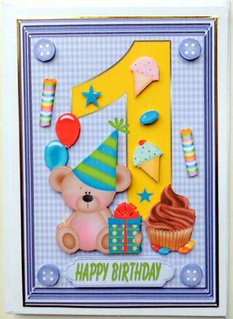 Happy 1st Birthday decoupage topper by Mary Murphy