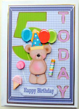 Happy 5th Birthday childrens decoupage Topper by Mary Murphy