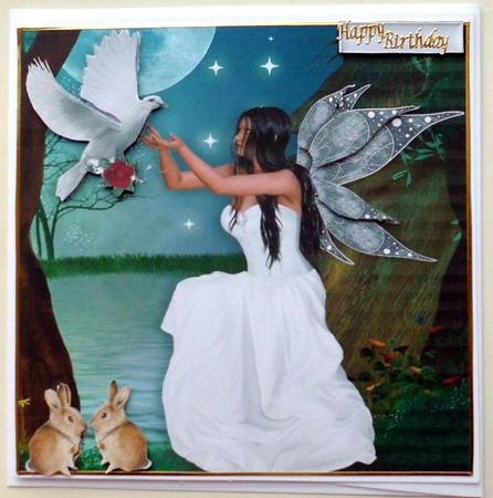 Fairie in Woodland with White Dove by Mary Murphy