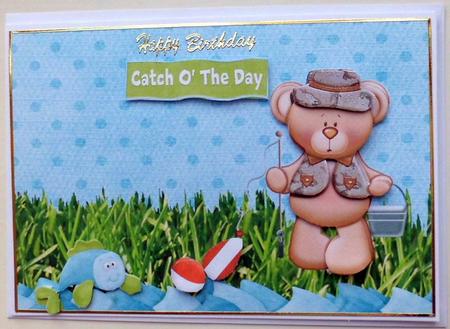 Cute Fishing Bear with Fish by Mary Murphy