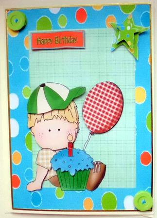 Cute Little Boy with Cupcake & Balloon by Mary Murphy