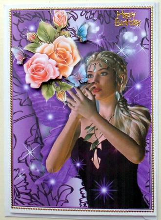 Butterfly Fairy in a Purple Swirl Frame by Mary Murphy