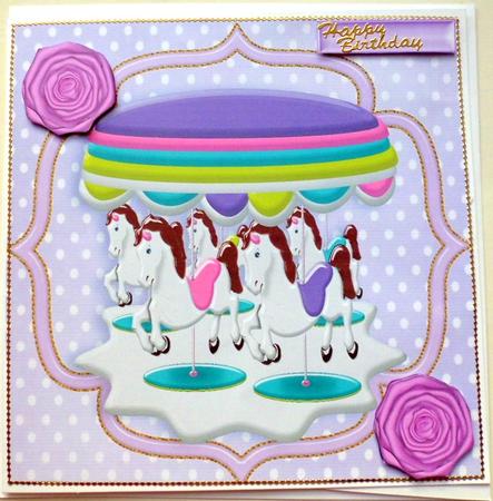 Horse Carousel with Roses by Mary Murphy