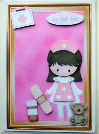 Get Well Soon Pink Nurse & Teddy Bear by Mary Murphy