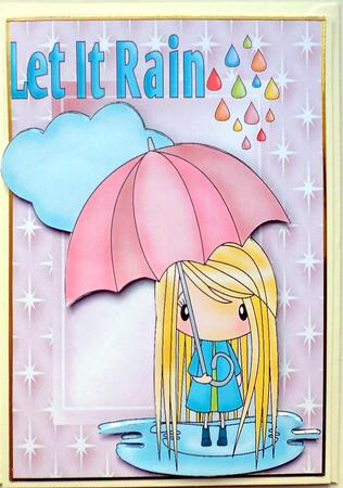 Little Girl in the Rain in Star Frame by Mary Murphy