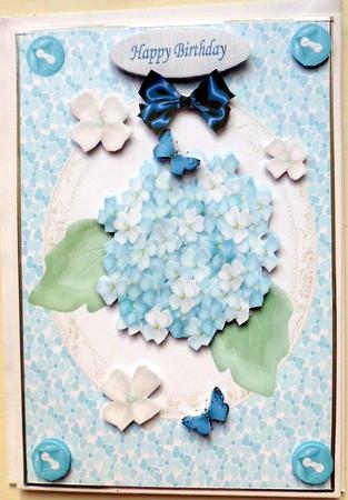 Pretty Blue Hydrangea in a Pretty Circle Frame by Mary Murphy