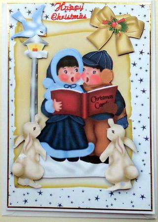 Carol Singers on a Scroll with Cute Little Animals by Mary Murphy