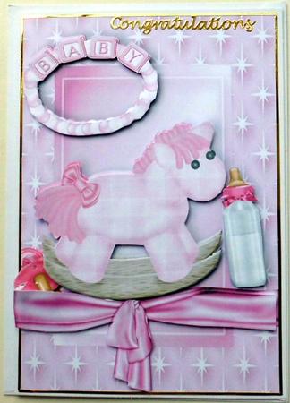 Pink Rocking Horse Baby Pink with Bow by Mary Murphy