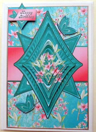 Turquoise Star with Pink Flowers by Mary Murphy
