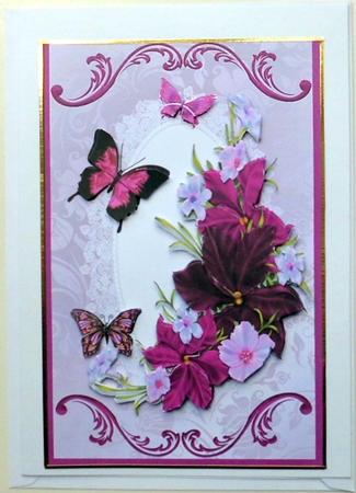 Purple Flowers and Butterflies by Mary Murphy