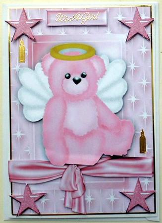 Little Angel Bear in Pink Star Frame by Mary Murphy