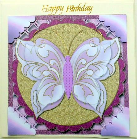 Butterfly on Scalloped Glitter Layer Topper 2 by Mary Murphy