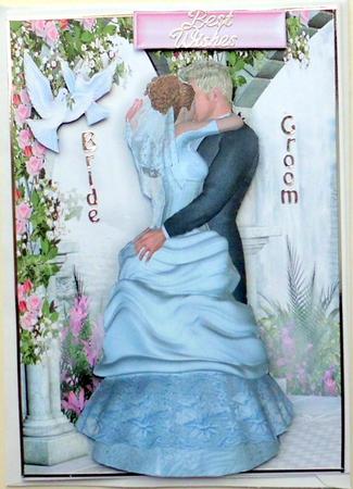 Wedding Couple Kissing with Roses and Champagne by Mary Murphy