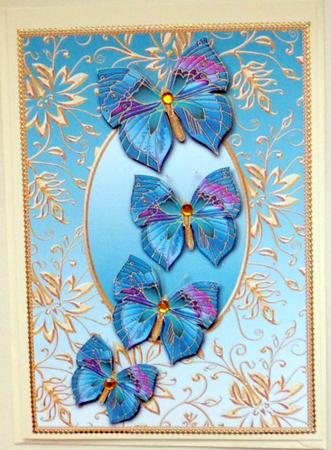 Gilded Frame and Blue Butterflies by Mary Murphy