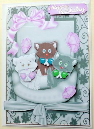 Cute Little Kittens in a Basket with Big Bow by Mary Murphy