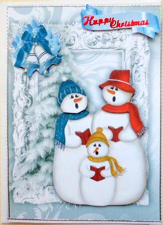 Snowmen Carol Singing with Christmas Tree by Mary Murphy