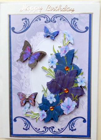 Blue Flowers and Butterflies by Mary Murphy