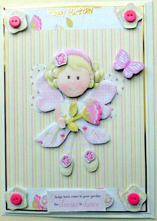 Cute Blonde Fairy with Pretty Floral Border by Mary Murphy