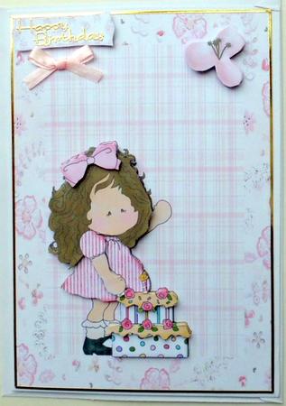 Cute Birthday Girl with Birthday Cake by Mary Murphy