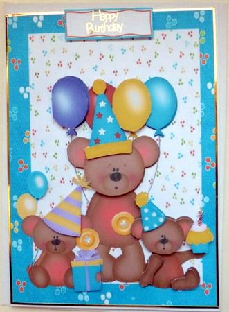 Cute Birthday Bear Family with Balloons by Mary Murphy