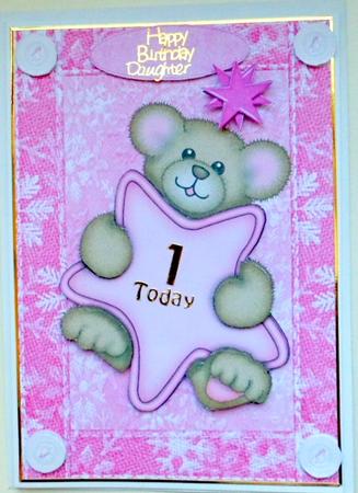 Cute Cuddly Bear Holding a Pink Star by Mary Murphy